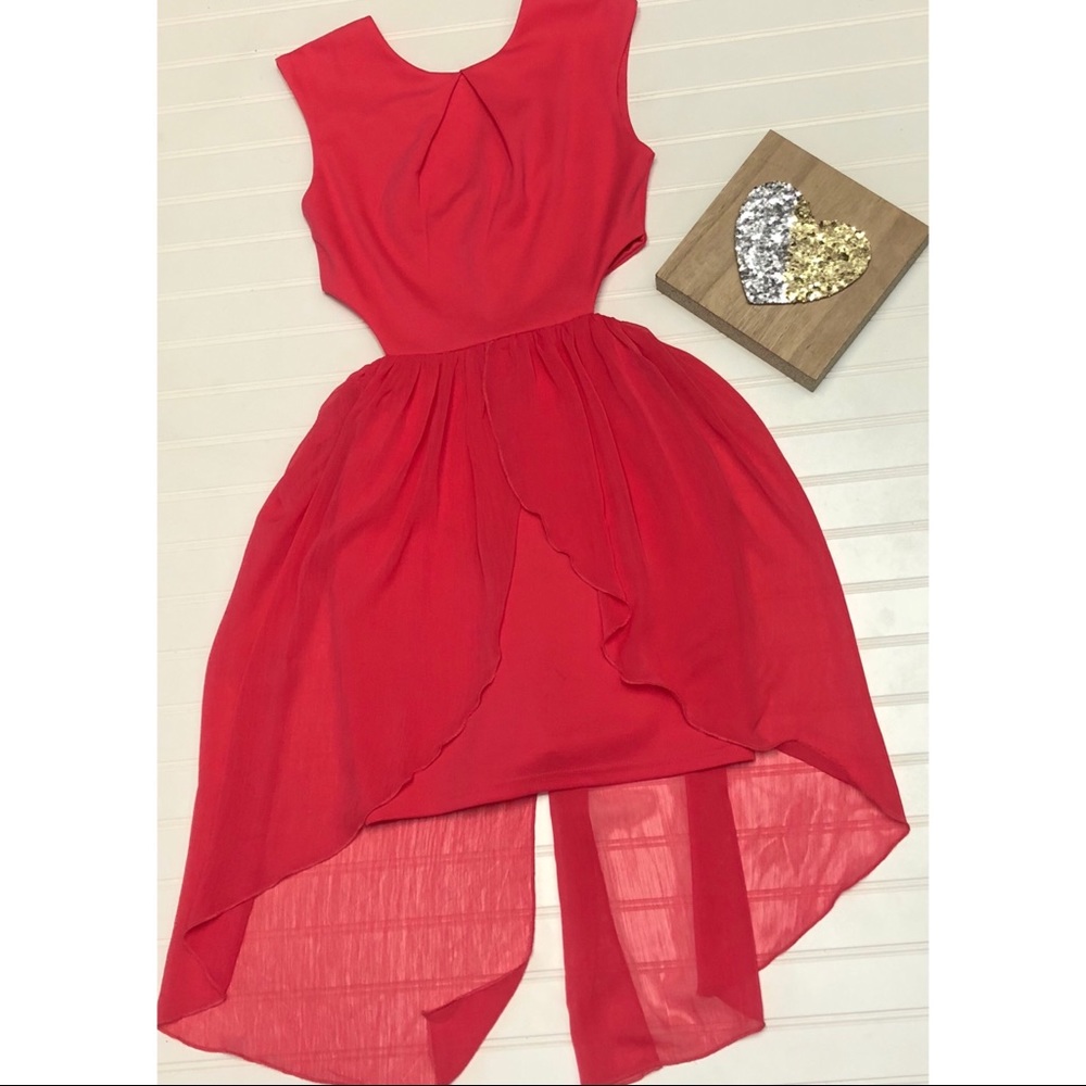 ASOS Petite Coral Pink Side Cut Outs Mini Dress - Picture 4 of 8